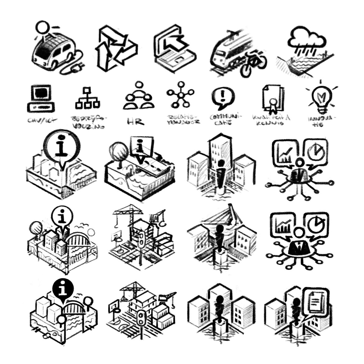 icoon ontwerp IBR Roadmap isometric diagram iconen