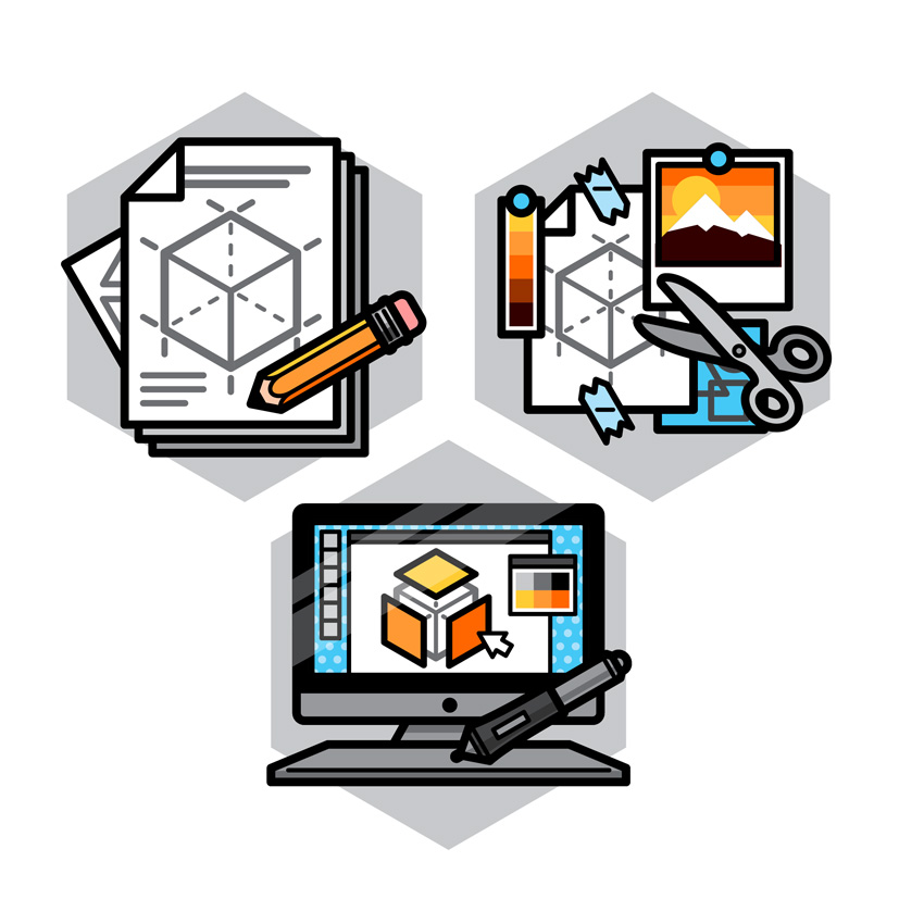 icoon ontwerp Work icons set proces