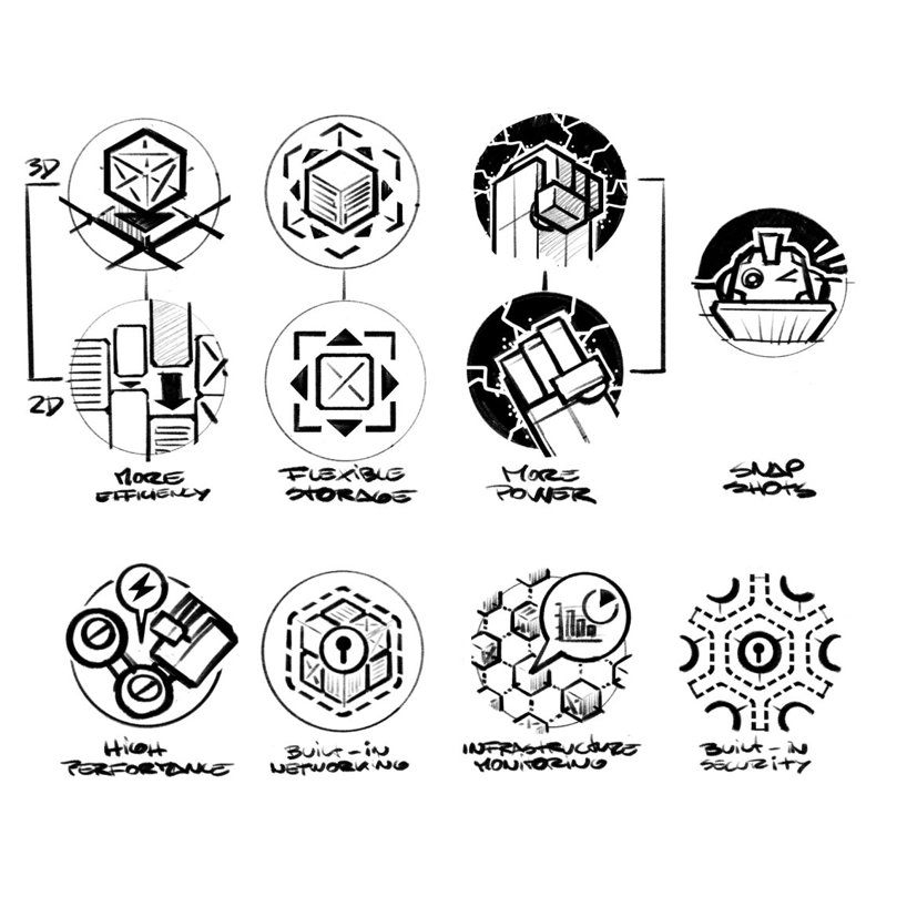 icoon ontwerp cloudcontainers robot cloud isometrisch iconen schets 01