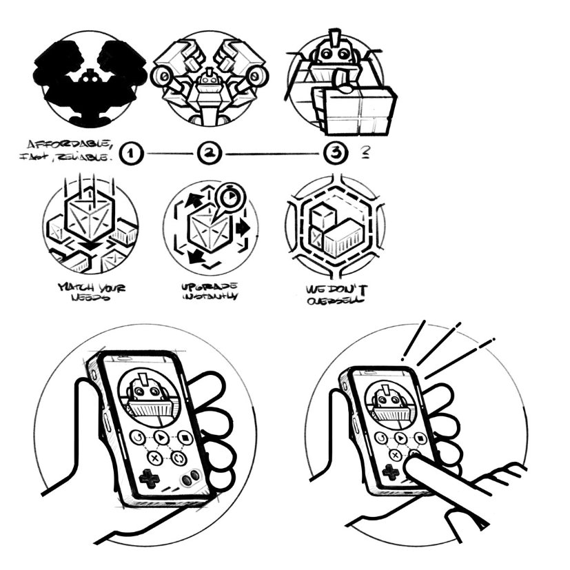 icoon ontwerp cloudcontainers robot cloud isometrisch iconen schets 02