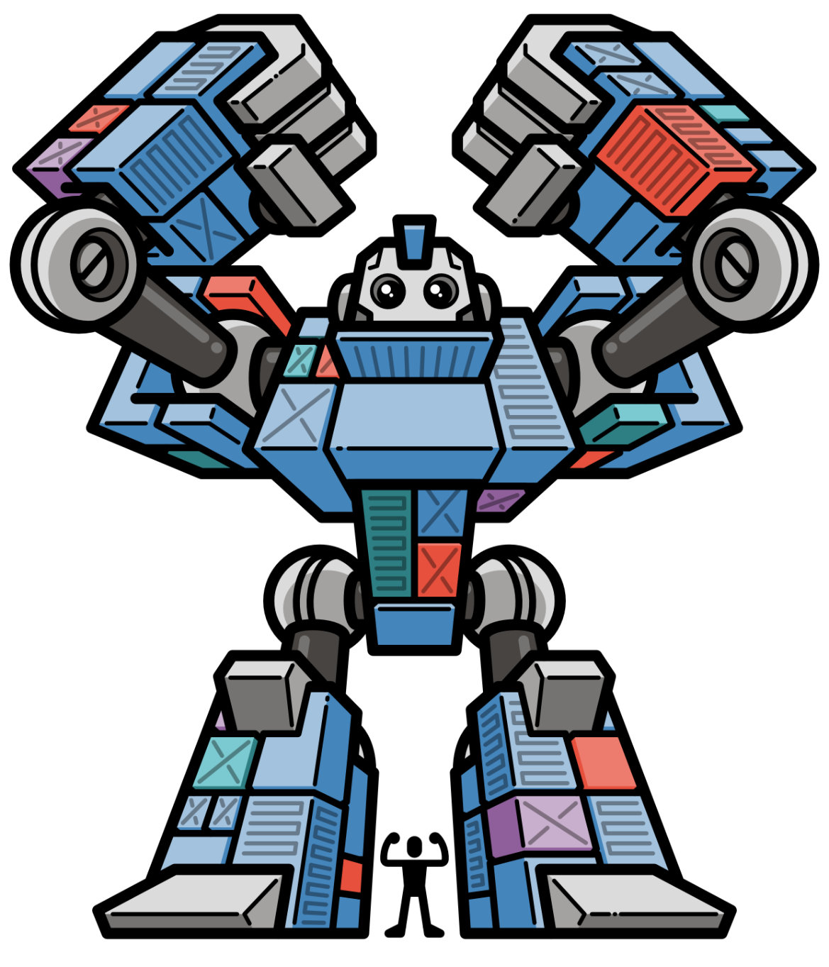 illustratie cloudcontainers cloud giant robot kleur