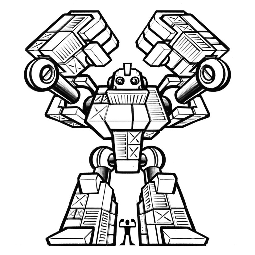 illustratie cloudcontainers cloud giant robot schets 03