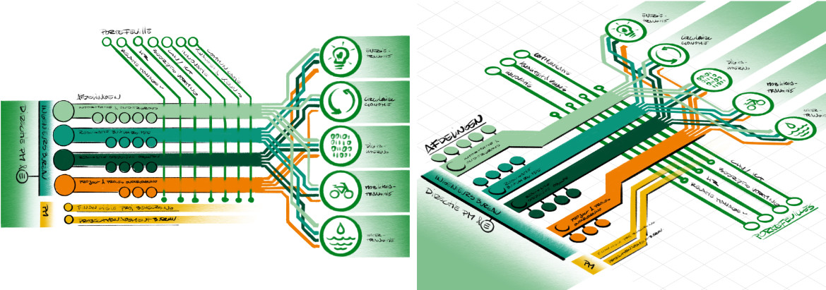 infographic IBR Roadmap isometric diagram schetsen