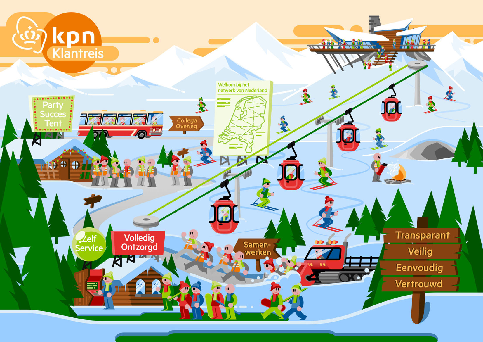 infographic wintersport zoekplaat KPN Netwerk illustratie