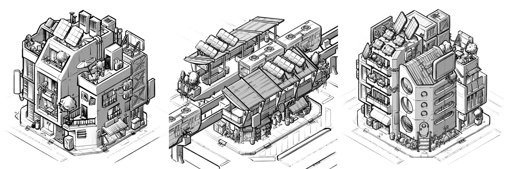 isometrische illustratie Welkom in Wubbo 1 futurologie zoekplaat schetsem