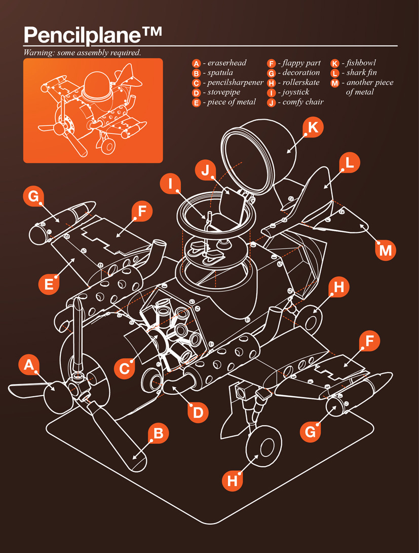 isometrische illustraties 3D exploded-view Pencilplane I